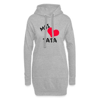 "moi aime tata" coeur rouge - Sweat-shirt à capuche long Femme - gris chiné - Devant