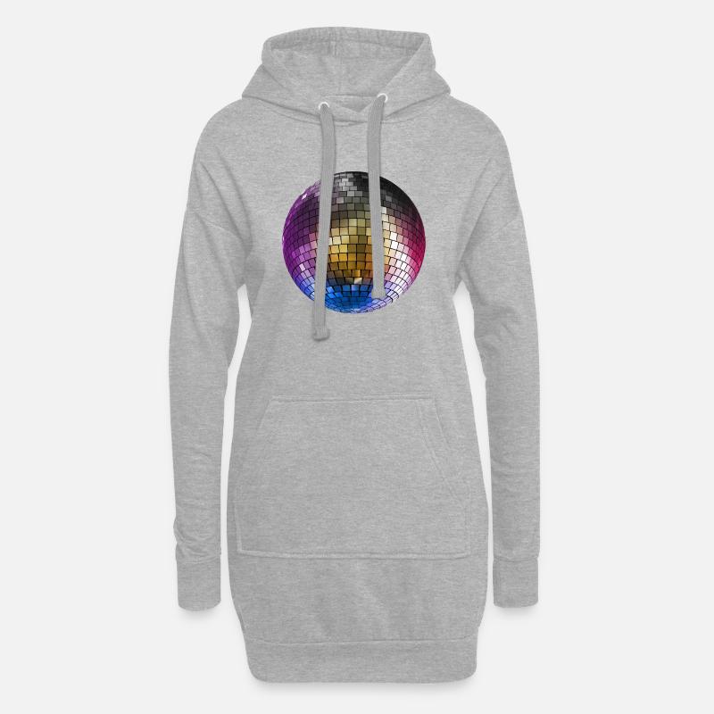 Diskokugel Mirrorball farbig - Hoodie-Kleid - Grau meliert