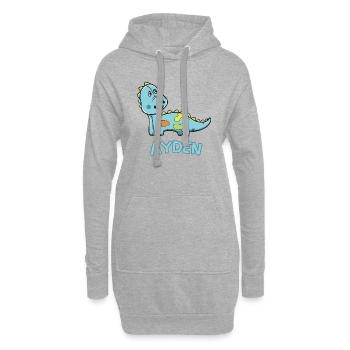 Dinosaurier lustig Kind Ayden Geschenk Geburtstag - Hoodie-Kleid - Grau meliert - Vorne