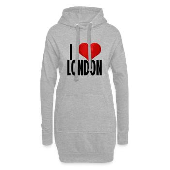 J'AIME LONDON noir - Sweat-shirt à capuche long Femme - gris chiné - Devant