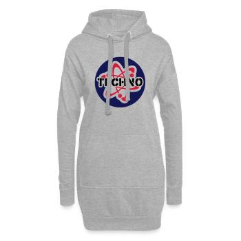 Techno__V006 - Sweat-shirt à capuche long Femme - gris chiné - Devant
