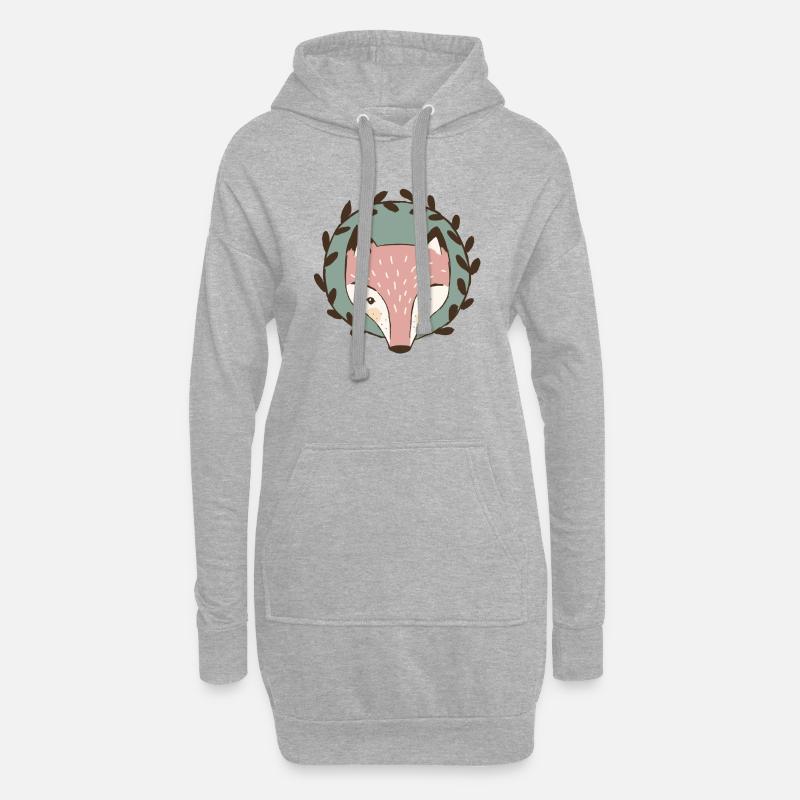 Fuchsportrait - Hoodie-Kleid - Grau meliert