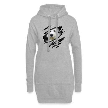 Bobtail en moi - Sweat-shirt à capuche long Femme - gris chiné - Devant