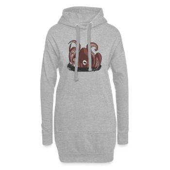 Der Beginn der Krake - Hoodie-Kleid - Grau meliert - Vorne