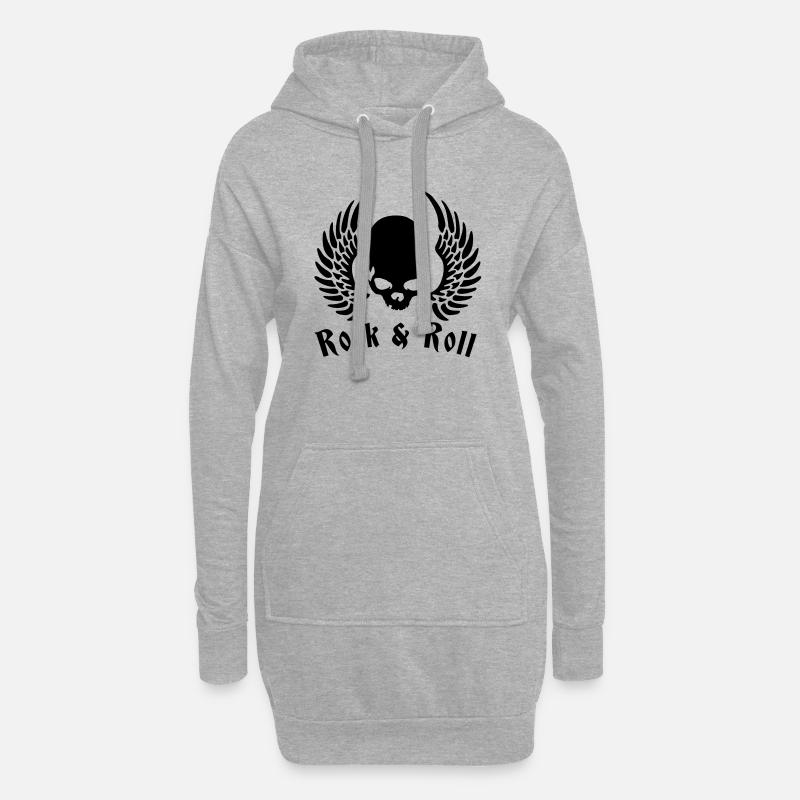 rockwing_skull_1c - Hoodie-Kleid - Grau meliert