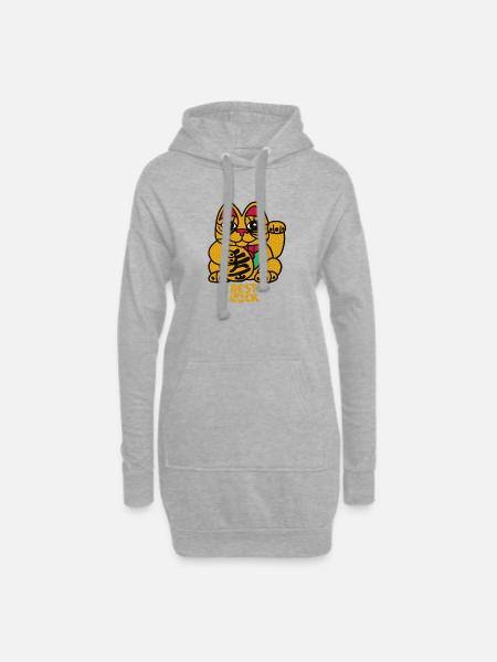 Lucky Cat - Hoodie-Kleid - Grau meliert