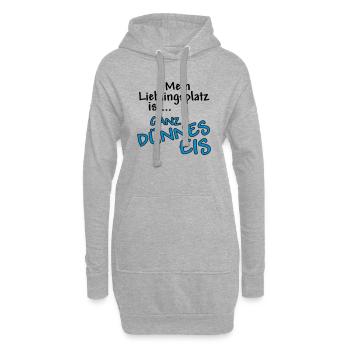 Mein Lieblingsplatz ist ... Ganz dünnes Eis - Hoodie-Kleid - Grau meliert - Vorne
