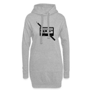 Kassette Stift Audio Tape Pencil - Sweat-shirt à capuche long Femme - gris chiné - Devant