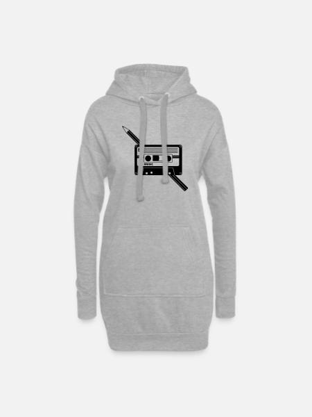 Kassette Stift Audio Tape Pencil - Sweat-shirt à capuche long Femme - gris chiné