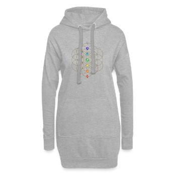 fleur de vie - Flower of life, Chakras - Rainbow, - Sweat-shirt à capuche long Femme - gris chiné - Devant