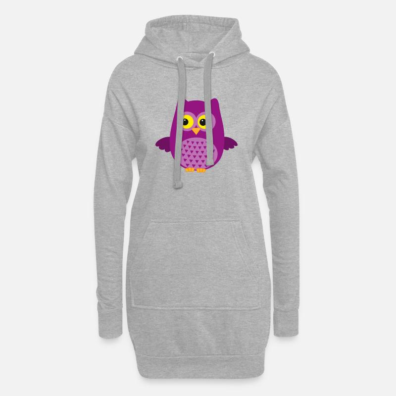 Eule - Hoodie-Kleid - Grau meliert