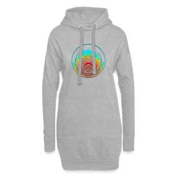 Kornkreis - Maya Maske - Symbol Zeitenwende - Hoodie-Kleid - Grau meliert - Vorne