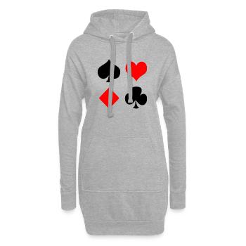 Cartes à jouer, Poker - Sweat-shirt à capuche long Femme - gris chiné - Devant