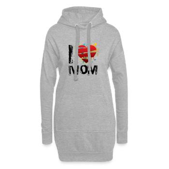 I love mom de - Hoodie-Kleid - Grau meliert - Vorne