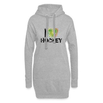 j'aime l'hockey de - Sweat-shirt à capuche long Femme - gris chiné - Devant