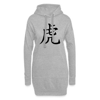 tierkreiszeichen_tiger_1_farbig - Hoodie-Kleid - Grau meliert - Vorne