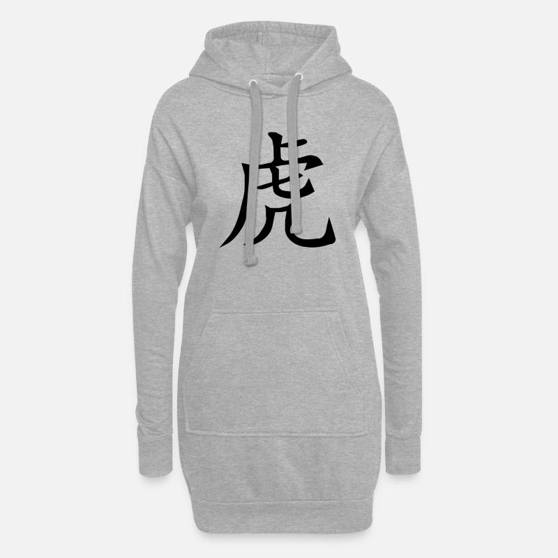 tierkreiszeichen_tiger_1_farbig - Hoodie-Kleid - Grau meliert