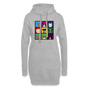 9 x chiens tête colourful - Sweat-shirt à capuche long Femme - gris chiné - Devant
