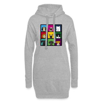 9 x chiens tête colourful 2 - Sweat-shirt à capuche long Femme - gris chiné - Devant