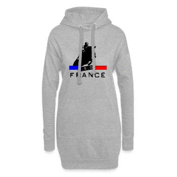 cso france - Sweat-shirt à capuche long Femme - gris chiné - Devant