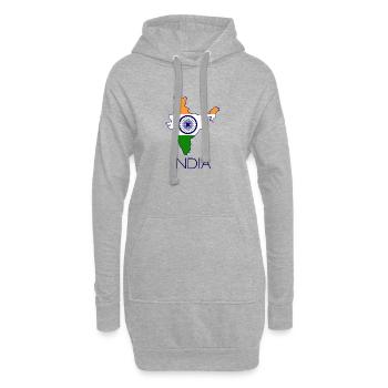 india - Sweat-shirt à capuche long Femme - gris chiné - Devant