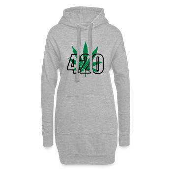 420 Cannabis - Hoodie-Kleid - Grau meliert - Vorne