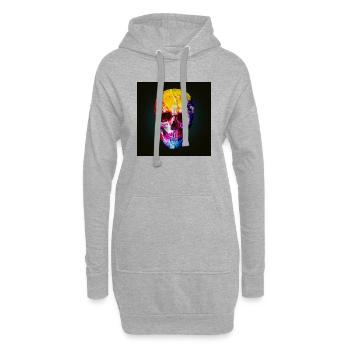 Tête de mort, coloré, skull - Sweat-shirt à capuche long Femme - gris chiné - Devant