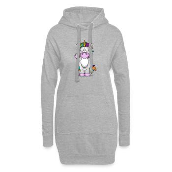 fuck you unicorn einhorn einhörner mittelfinger - Hoodie-Kleid - Grau meliert - Vorne