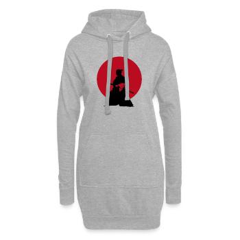 samouraï - Sweat-shirt à capuche long Femme - gris chiné - Devant