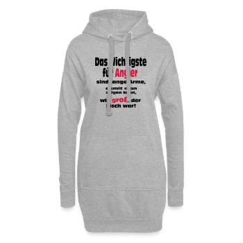Das wichtigste für Angler sind lange Arme ... - Hoodie-Kleid - Grau meliert - Vorne