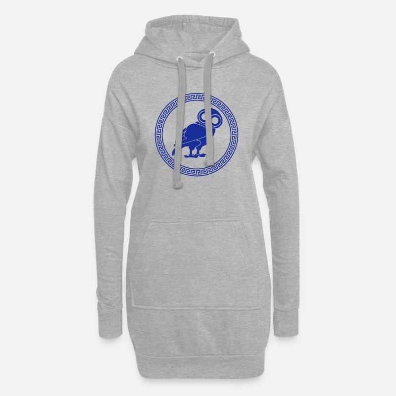 Eule - Hoodie-Kleid - Grau meliert