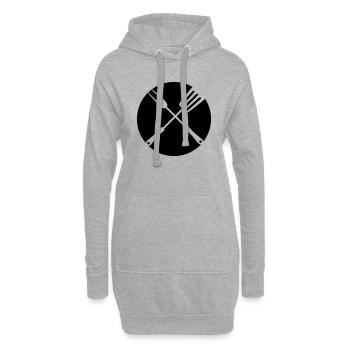 kreis rund logo essen grillgabel pfannenwender wer - Hoodie-Kleid - Grau meliert - Vorne