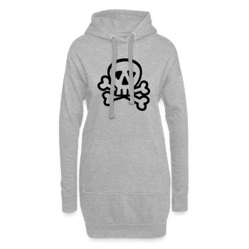 Totenkopf - Hoodie-Kleid - Grau meliert - Vorne
