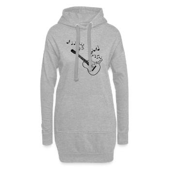 Noten Gitarre - Hoodie-Kleid - Grau meliert - Vorne