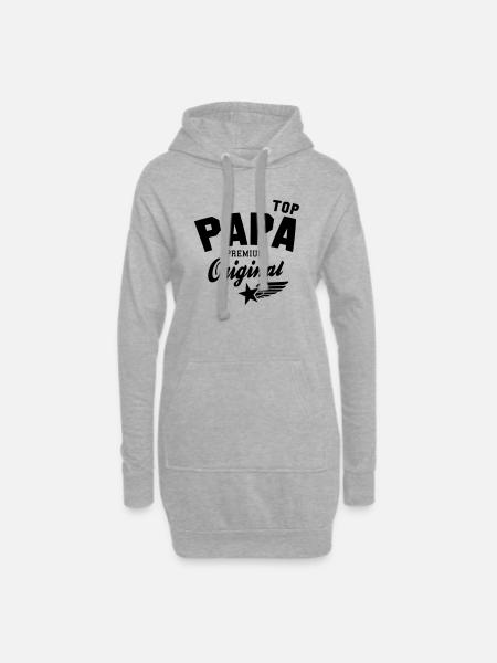 Original TOP PAPA - Premium Vater Design - Sweat-shirt à capuche long Femme - gris chiné