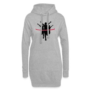 bande rouge sport 3 laeufer course rapide marathon - Sweat-shirt à capuche long Femme - gris chiné - Devant