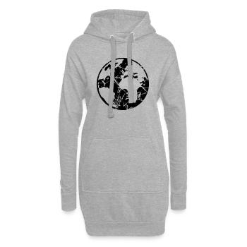 terre planète monde voyage mondial craquelure europe nous - Sweat-shirt à capuche long Femme - gris chiné - Devant