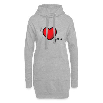 i love you - Hoodie-Kleid - Grau meliert - Vorne