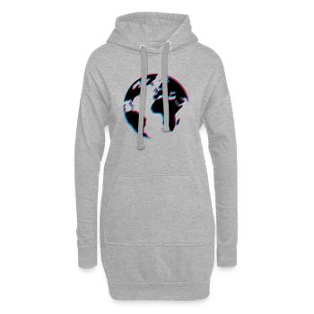 3d erde planet welt kontinente karte laender meer - Hoodie-Kleid - Grau meliert - Vorne