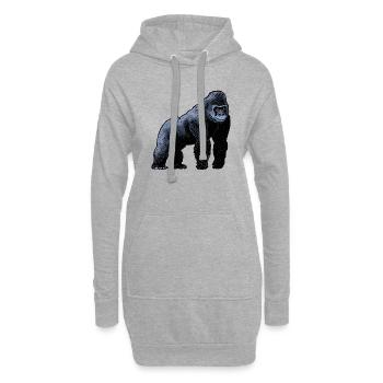 Gorille / Gorilla 02 - Sweat-shirt à capuche long Femme - gris chiné - Devant
