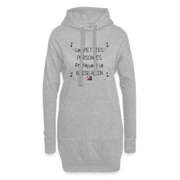 Les PETITES PERSONNES pratiquent le BAISE-NAIN - J - Sweat-shirt à capuche long Femme - gris chiné - Devant