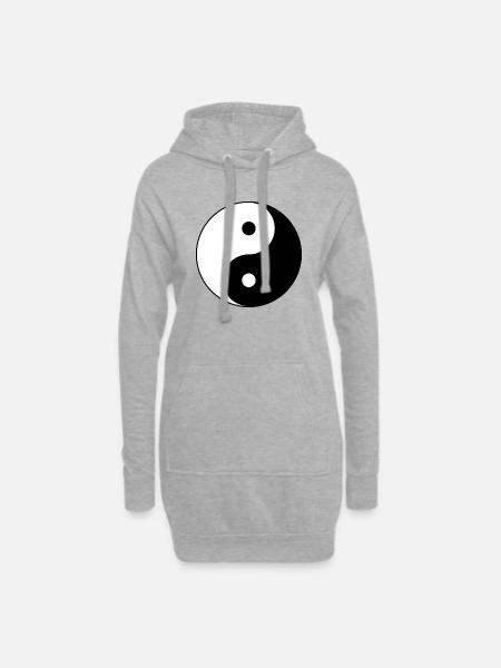 Yin Yang Symbol - Hoodie-Kleid - Grau meliert