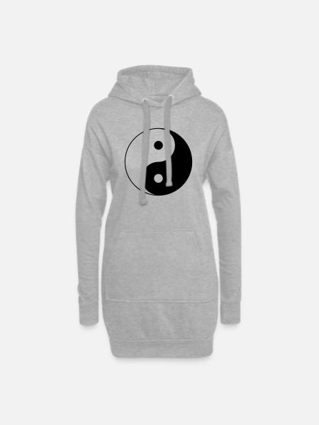 Yin Yang Symbol (Vector) - Hoodie Dress - heather grey