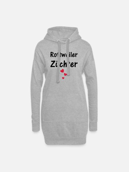 Rottweiler Züchter mit Herzen - Hoodie-Kleid - Grau meliert