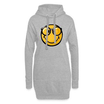 Smiley nerdy - Sweat-shirt à capuche long Femme - gris chiné - Devant
