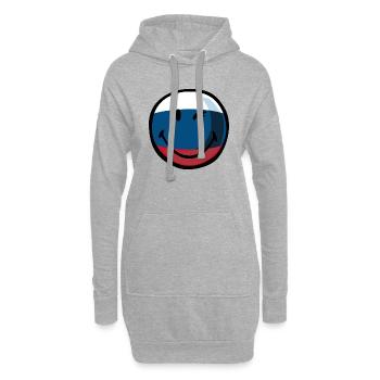 Smiley flag russia - Sweat-shirt à capuche long Femme - gris chiné - Devant