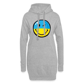 Smiley Ukraine - Sweat-shirt à capuche long Femme - gris chiné - Devant