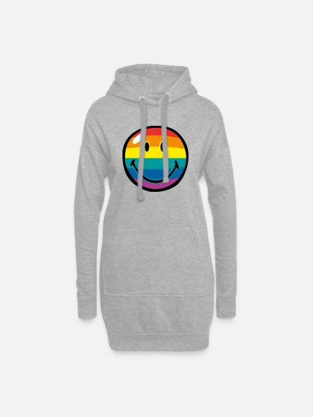 Smiley Rainbow Stripes - Hoodie-Kleid - Grau meliert