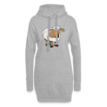 Saule mouton mange stupide troupeau d'herbe poursuit - Sweat-shirt à capuche long Femme - gris chiné - Devant