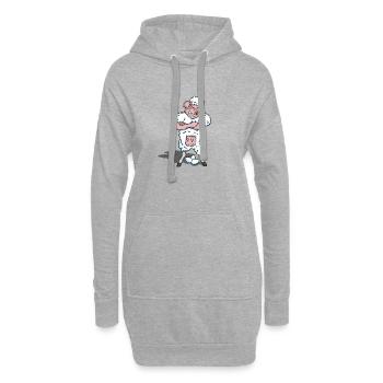 Porc laitier laineux pondeur - Sweat-shirt à capuche long Femme - gris chiné - Devant